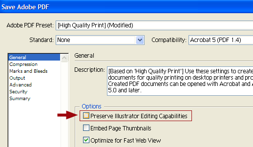 option to reduce Illustrator PDF size