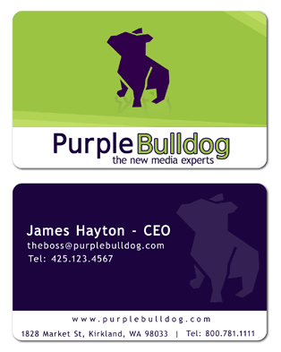 Two sides of a custom business card