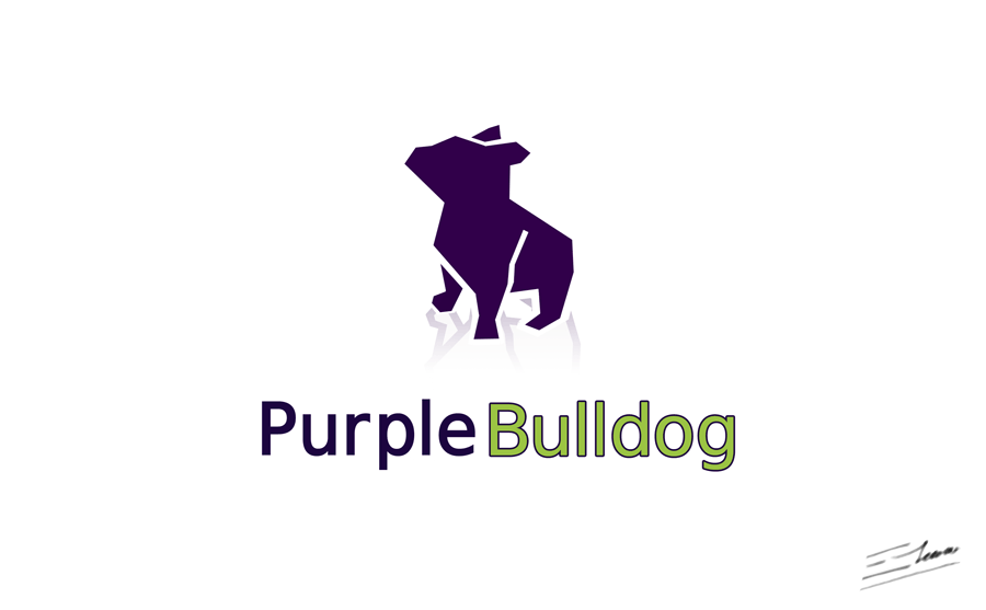 Purple Bulldog Logo Custom Stationery Design Friendly Bulldog