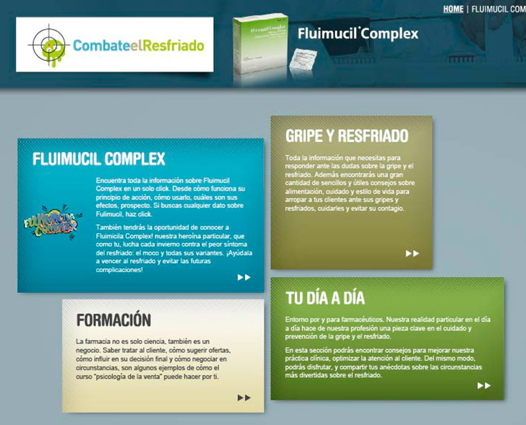 secciones del sitio web de farmacia