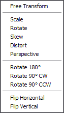 Free transform contextual menu